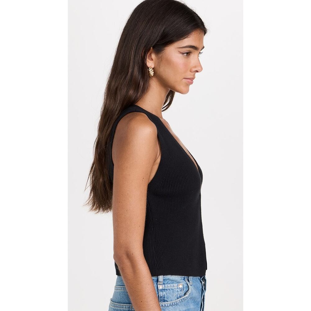 Reformation Myrtle Cotton Sweater Vest Black - Picture 2 of 13
